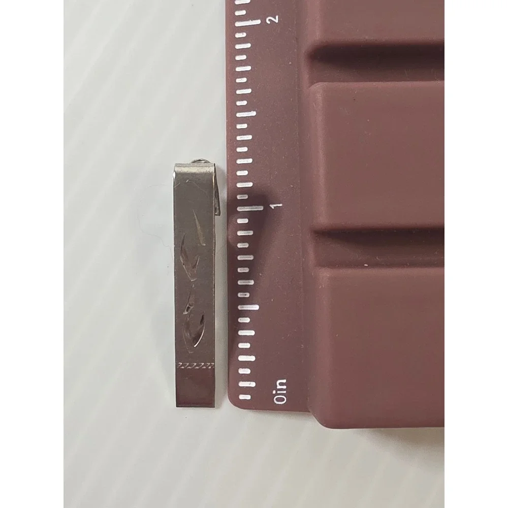 Unbranded Tie Clip 1.5in Silver Good Vintage Etched Metal Bar